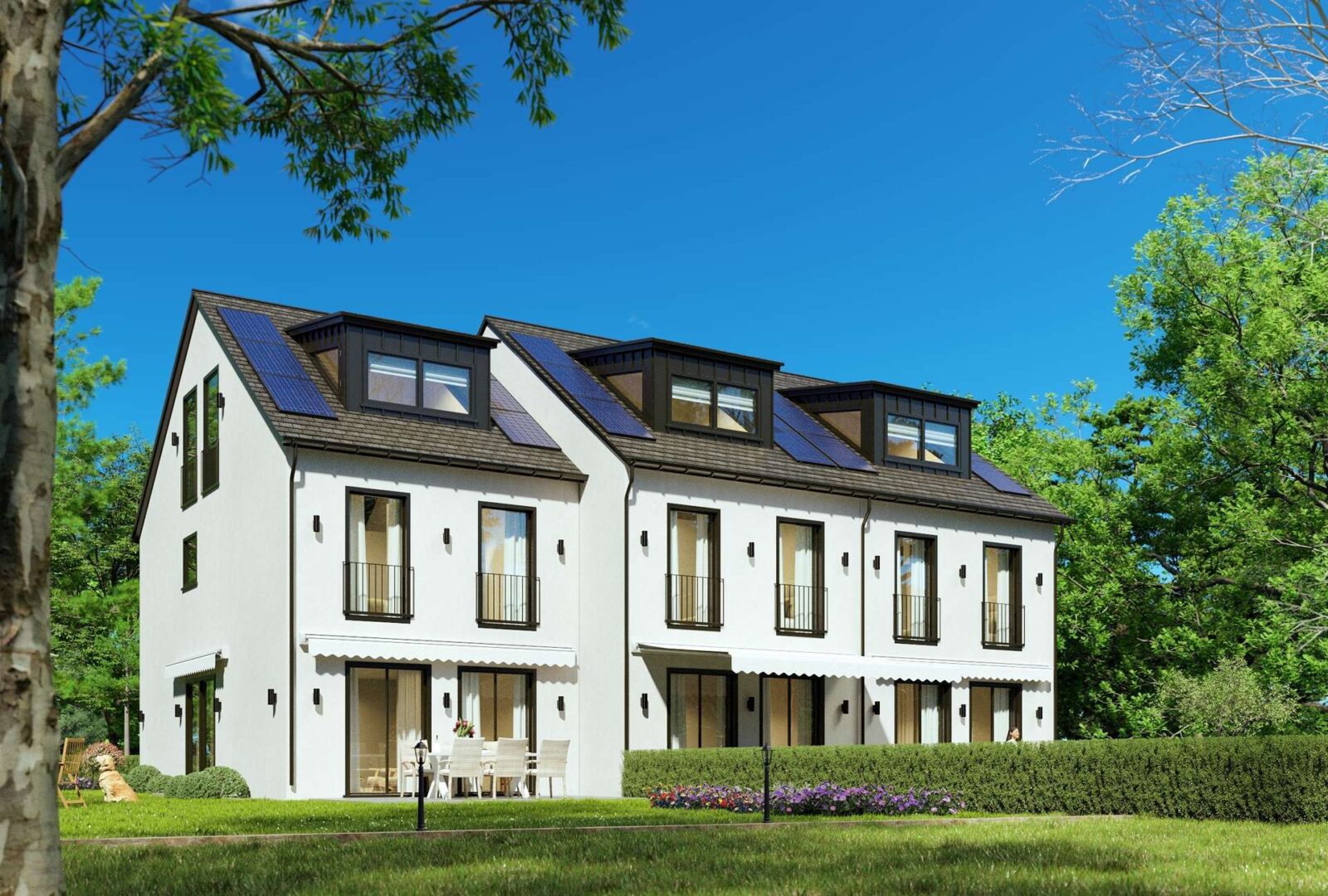 Süd-West-Ansicht Beispiel weisse Fassade