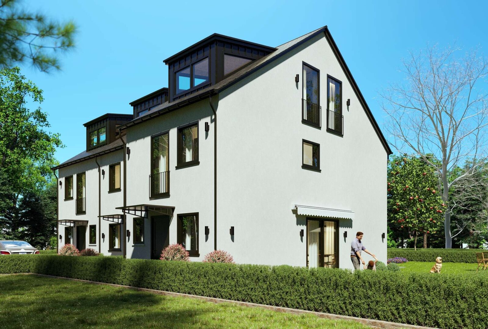 Nord-West-Ansicht Beispiel weisse Fassade