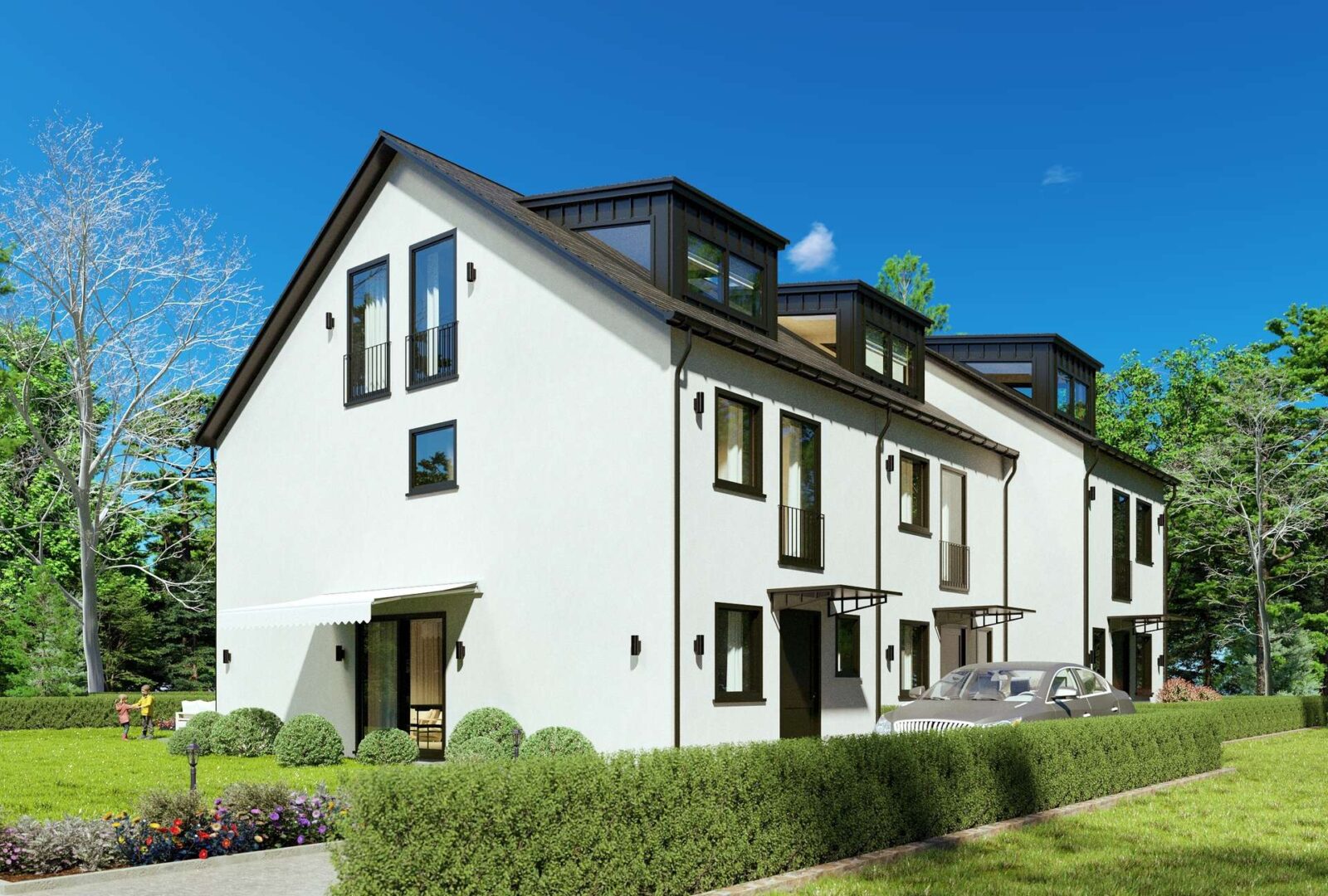 Nord-Ost-Ansicht Beispiel weisse Fassade