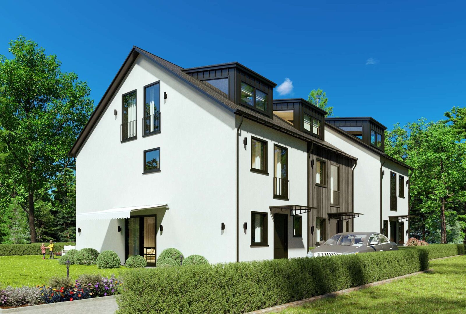 Nord-Ost Ansicht Beispiel weisse Fassade