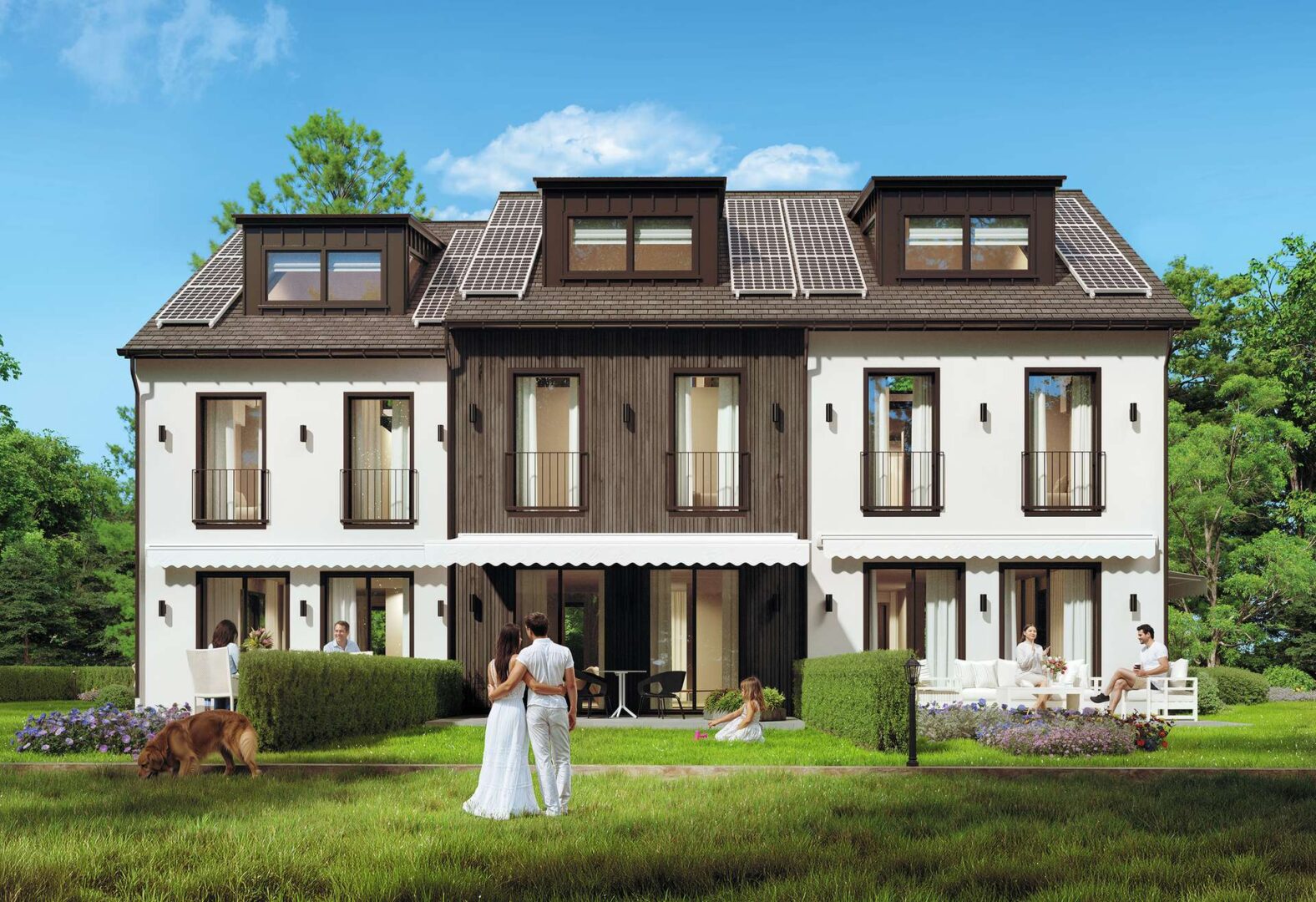 Süd-Ansicht Beispiel braune Fassade
