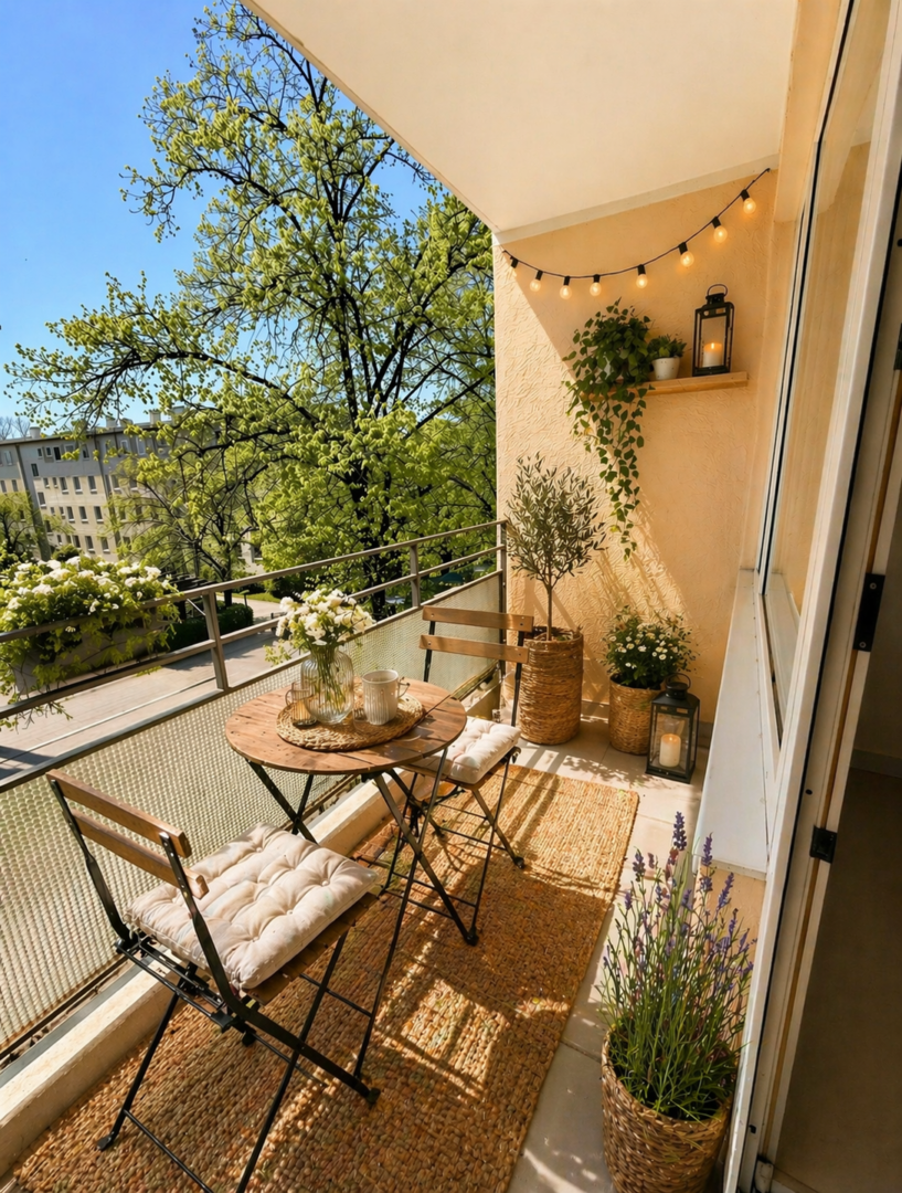 Balkon - KI möbliert