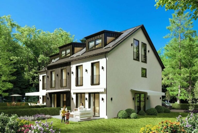 Süd-Ost-Ansicht Beispiel braune Fassade